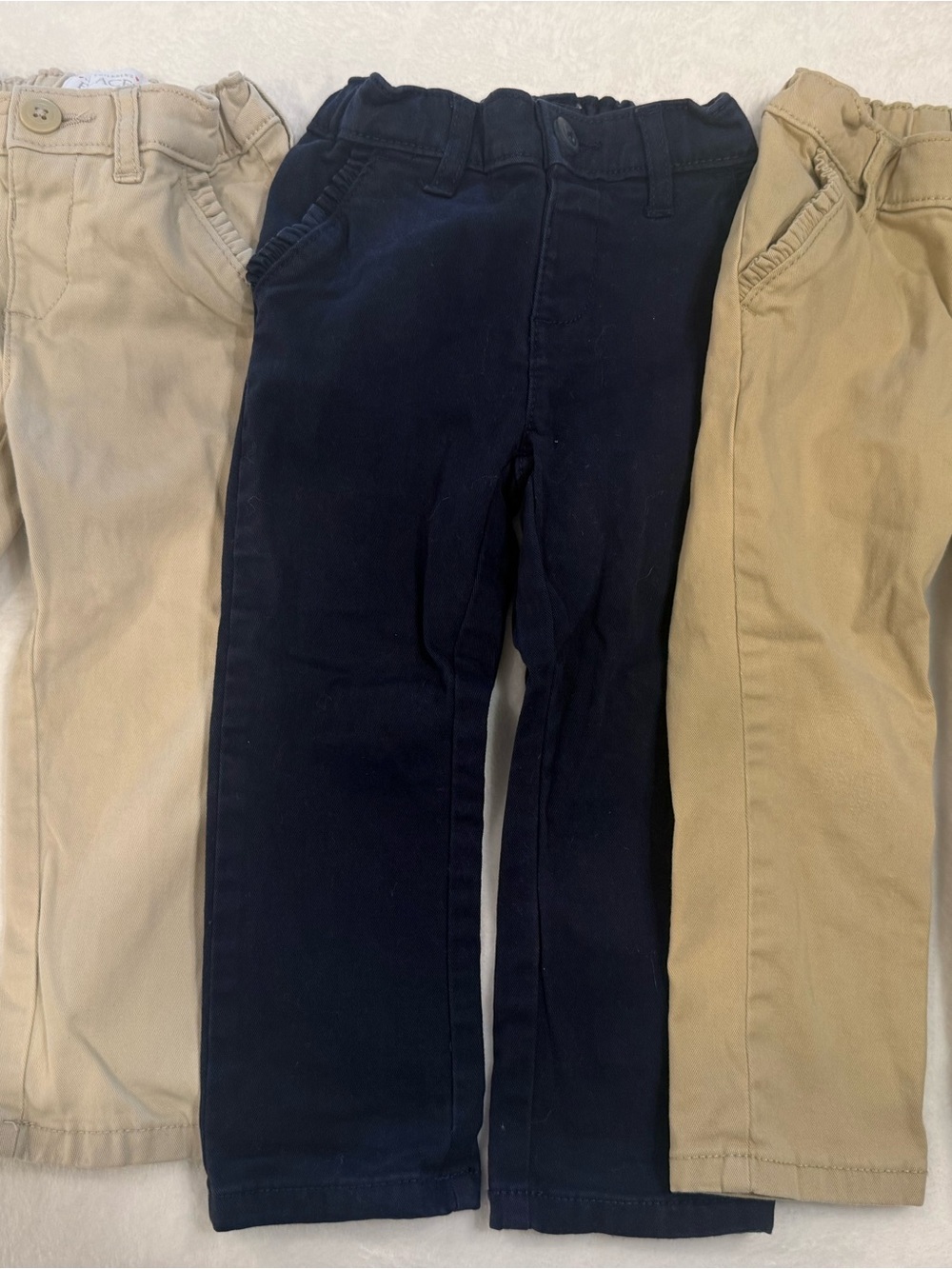 The Children’s Place Elastic-Waist Pants - Navy, Light Khaki, and Khaki
